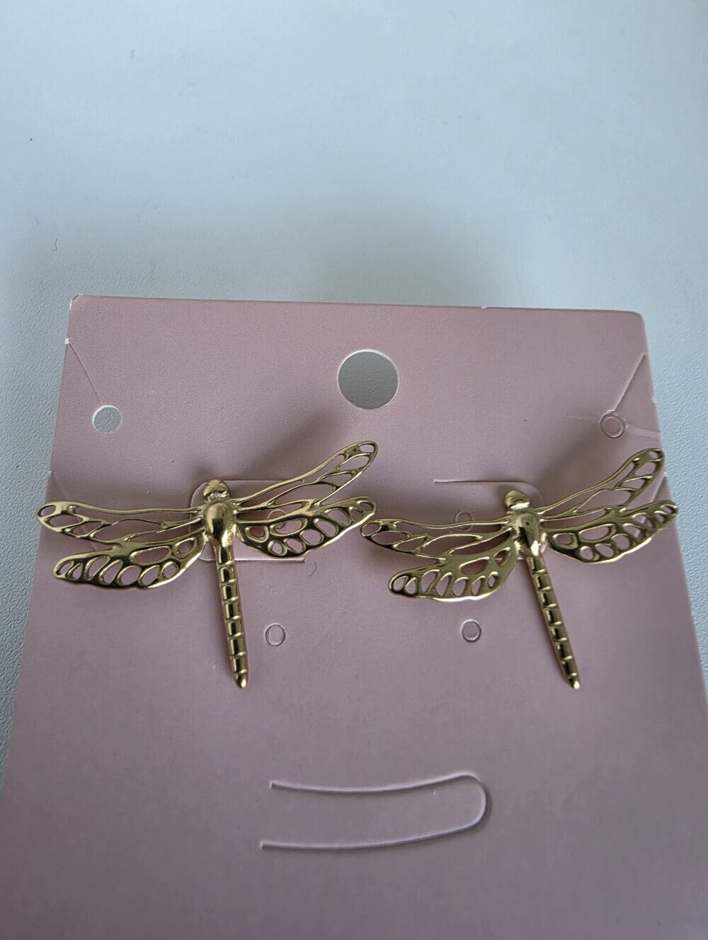 Stainless Steel Gold Dragonfly Stud Earrings Nature Minimalist
